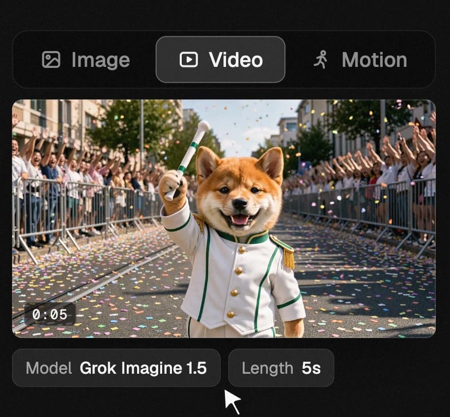 A still of Baton sent to the Video tab with Make it move, playing as a five-second clip